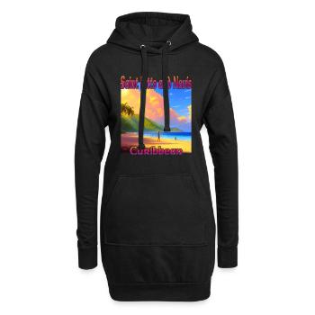 Plage à Saint-Kitts-et-Nevis - Sweat-shirt à capuche long Femme - noir - Devant