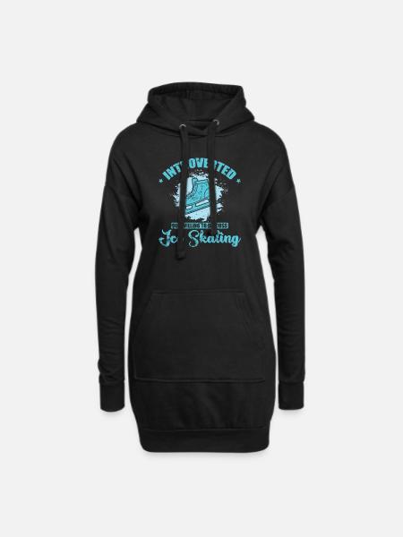 Introverted but willing to discuss Ice Skating - Hoodie-Kleid - Schwarz