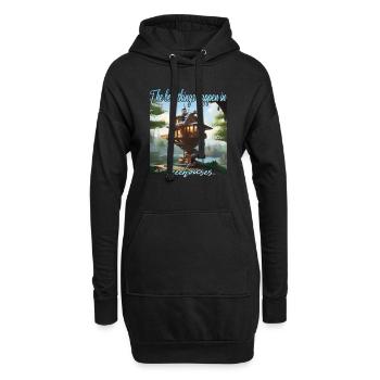 Cabane dans les arbres - Les meilleures choses arrivent - Sweat-shirt à capuche long Femme - noir - Devant