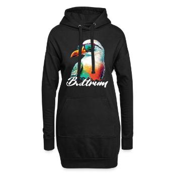 Baltrum Urlaub coole bunte Möwe mit Sonnenbrille - Hoodie-Kleid - Schwarz - Vorne