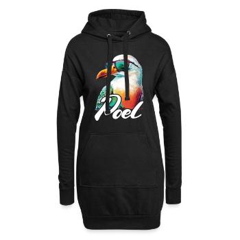 Poel Urlaub coole bunte Möwe mit Sonnenbrille - Hoodie-Kleid - Schwarz - Vorne