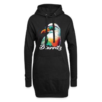 Biarritz vacances mouette colorée fraîche avec lunettes de soleil - Sweat-shirt à capuche long Femme - noir - Devant