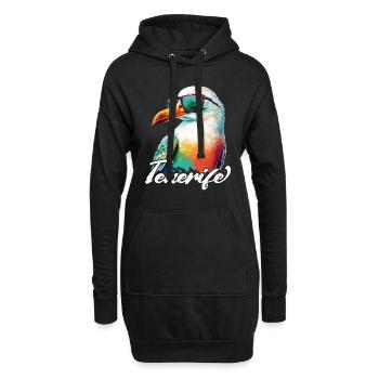 Tenerife Urlaub coole bunte Möwe mit Sonnenbrille - Hoodie-Kleid - Schwarz - Vorne
