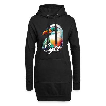 Sylt vacances mouette colorée fraîche avec des lunettes de soleil - Sweat-shirt à capuche long Femme - noir - Devant