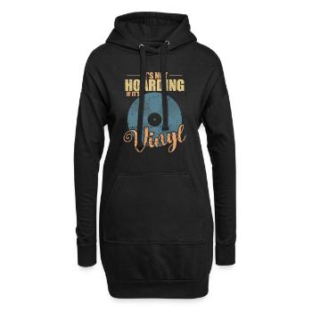 Ce n’est pas de la thésaurisation si c’est un disque vinyle - Sweat-shirt à capuche long Femme - noir - Devant