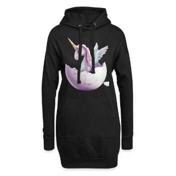 Baby unicorn hatches from egg - Hoodie Dress - black - Front