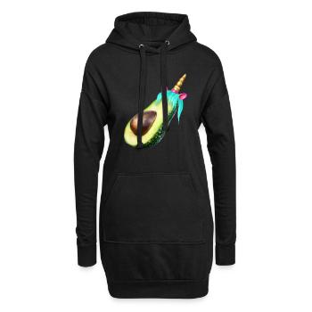 Glückliche Einhorn Avocado - Hoodie-Kleid - Schwarz - Vorne