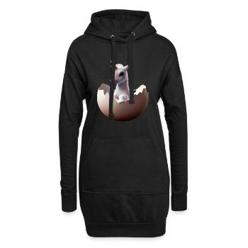 Schlüpfendes Baby Einhorn - Hoodie-Kleid - Schwarz - Vorne