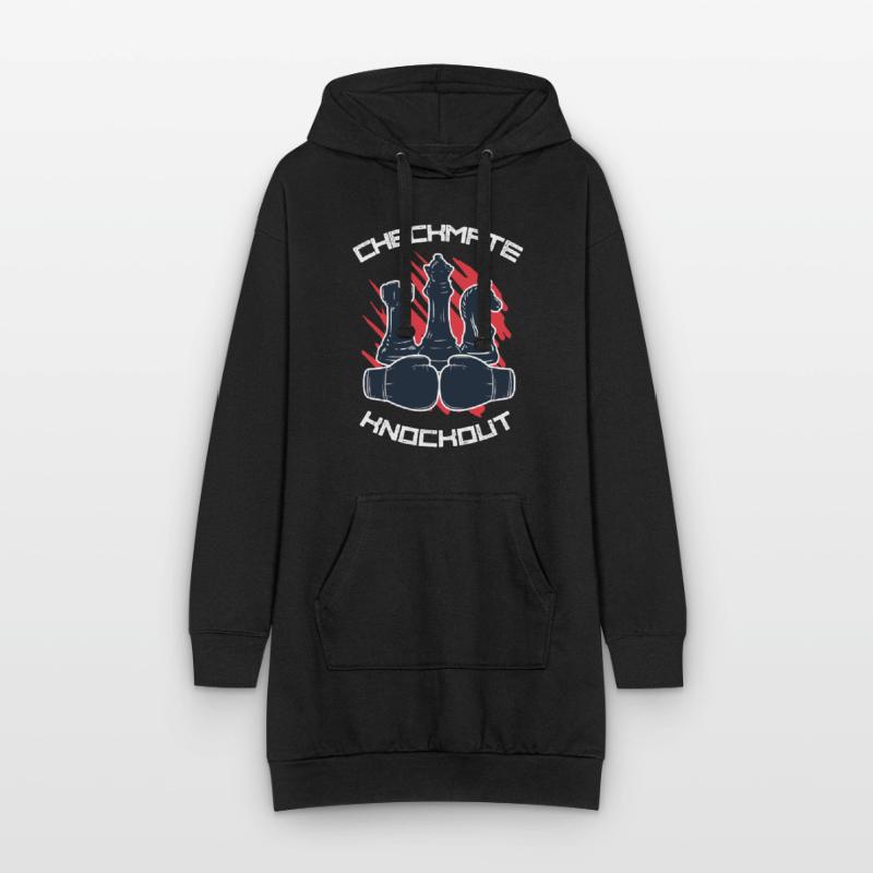 Échecs et boxe Échecs Boxe Checkmate Knockout Sweat-shirt à capuche long Femme