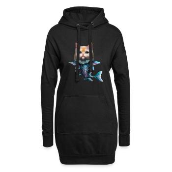 Fusion de chats de poisson - Sweat-shirt à capuche long Femme - noir - Devant