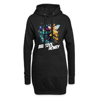 Graffiti Hummel mit Sonnenbrille Bee Cool Honey - Hoodie-Kleid - Schwarz - Vorne