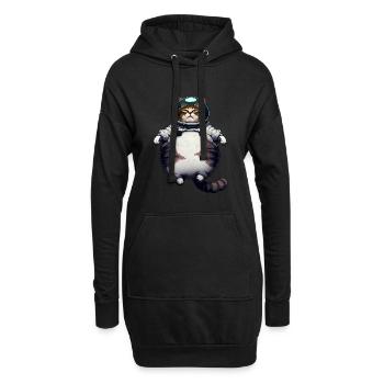Fette Astronaut Katze - Hoodie-Kleid - Schwarz - Vorne