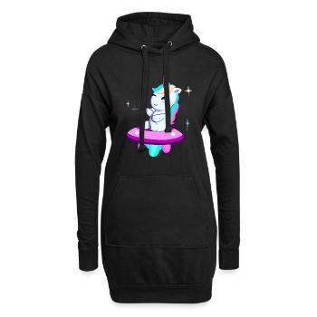 Licorne sur un OVNI - Sweat-shirt à capuche long Femme - noir - Devant