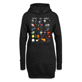 Weltraum Astronomie Alphabet ABC - Hoodie-Kleid - Schwarz - Vorne
