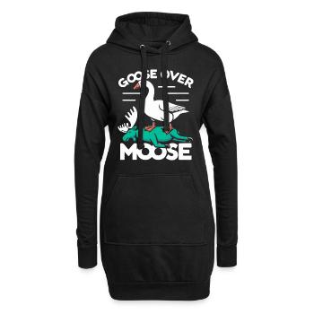 Gans über Elch – Triumphierende Gans - Hoodie-Kleid - Schwarz - Vorne