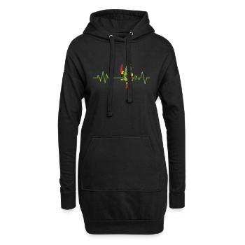 Herzschlaglinie Papagei Vogel Tier - Hoodie-Kleid - Schwarz - Vorne