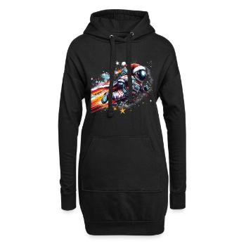 Super Père Noël en tant qu’astronaute dans l’espace - Sweat-shirt à capuche long Femme - noir - Devant