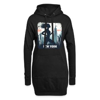 Läuferin Skyline NYC - Hoodie-Kleid - Schwarz - Vorne