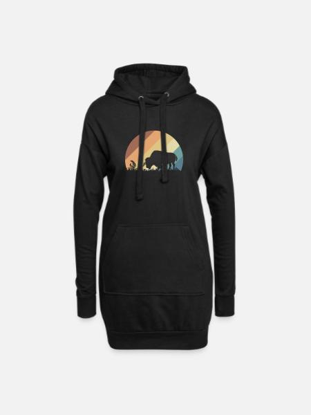 amerikanisches Bison Tier Herde Natur - Hoodie-Kleid - Schwarz