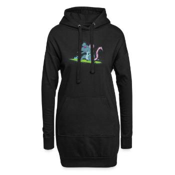 Ratte surft Haustier Nagetier - Hoodie-Kleid - Schwarz - Vorne