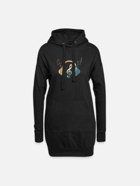 Kopfhörer Notenschlüssel Musik Musikton - Hoodie-Kleid - Schwarz