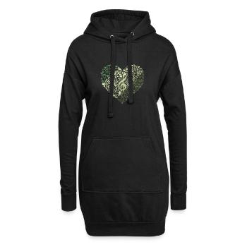 Wortwolke mit Musiknoten und Notenschlüssel - Hoodie-Kleid - Schwarz - Vorne