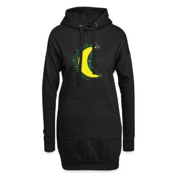 Mond Blumen unendlicher Nachthimmel - Hoodie-Kleid - Schwarz - Vorne