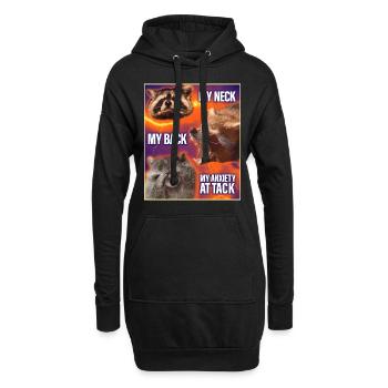 Mon cou Mon dos Ma crise d’angoisse raton laveur Meme - Sweat-shirt à capuche long Femme - noir - Devant