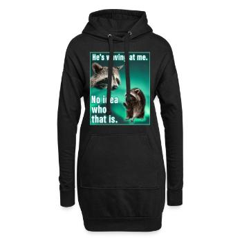 Winkender Waschbär Meme Lustig Raccoon Geschenk - Hoodie-Kleid - Schwarz - Vorne