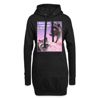 Triste raton laveur drôle raccon Meme Trash Panda - Sweat-shirt à capuche long Femme - noir - Devant