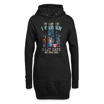 Je jardin, je pet chats plantes jardinier cadeau - Sweat-shirt à capuche long Femme - noir - Devant