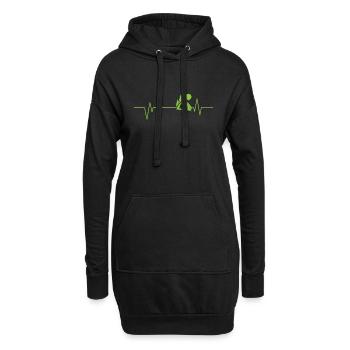 Herzschlaglinie mein Herz schlägt für Camping - Hoodie-Kleid - Schwarz - Vorne