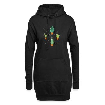 Jardinage de quatre cactus - Sweat-shirt à capuche long Femme - noir - Devant