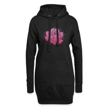 Lotosblume blüht auf Pflanze - Hoodie-Kleid - Schwarz - Vorne