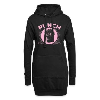 Muay Thai "Punch" pinke Faust - Hoodie-Kleid - Schwarz - Vorne