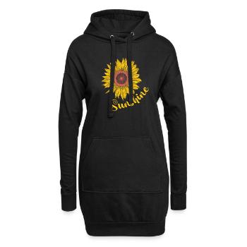 Tournesol de jardin ensoleillé en été - Sweat-shirt à capuche long Femme - noir - Devant