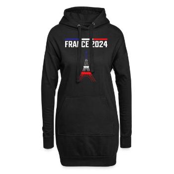 j'peux pas j'ai jeux tour eiffel France - Sweat-shirt à capuche long Femme - noir - Devant