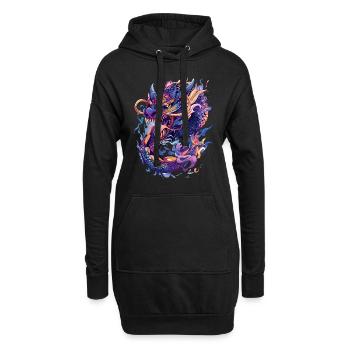 Chinesischer Drache Fantasy Dragoncore Aesthetic - Hoodie-Kleid - Schwarz - Vorne