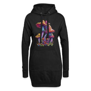 Psychedelic Magic Mushrooms Pilze Festival - Hoodie-Kleid - Schwarz - Vorne