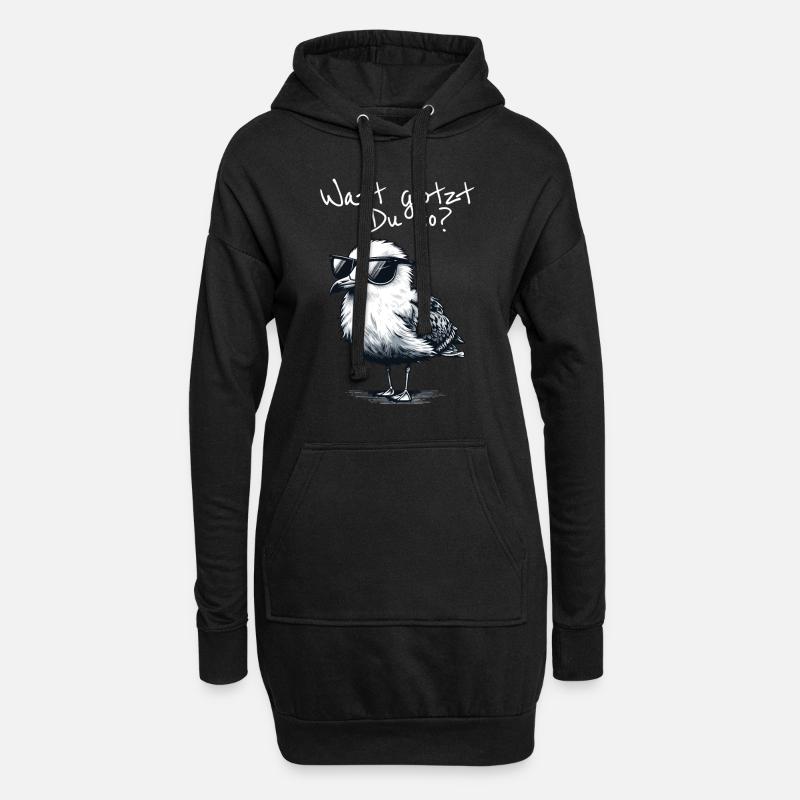 Watt glotzt Du so Möwe Wattwanderung Spruch - Hoodie-Kleid - Schwarz