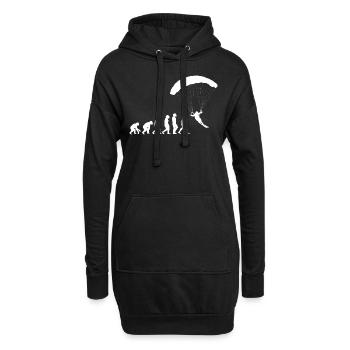 Ski Paragliding Evolution der Menschen Sport - Hoodie-Kleid - Schwarz - Vorne