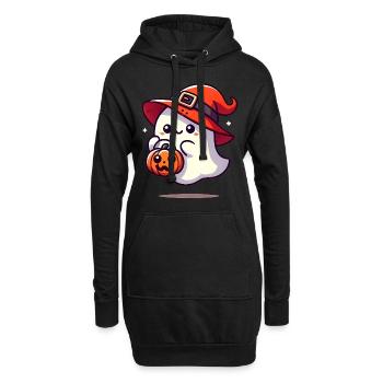 Adorable fantôme avec chapeau de sorcière - Sweat-shirt à capuche long Femme - noir - Devant
