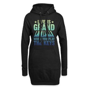 Piano Klavier Pianiste - Sweat-shirt à capuche long Femme - noir - Devant