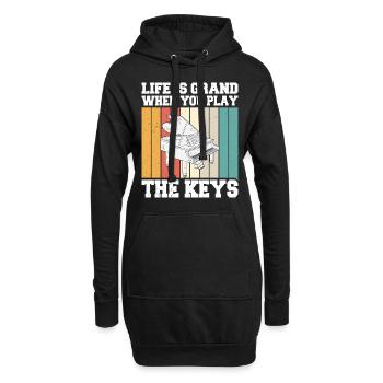 Piano Klavier Pianiste - Sweat-shirt à capuche long Femme - noir - Devant