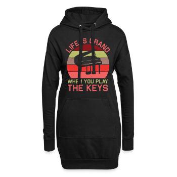 Piano Klavier Pianiste - Sweat-shirt à capuche long Femme - noir - Devant