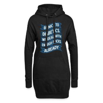 Diabétiques de type a ou b drôle de dicton - Sweat-shirt à capuche long Femme - noir - Devant