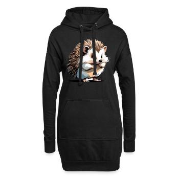 Igel - Süßer Tier Sticker - Hoodie-Kleid - Schwarz - Vorne