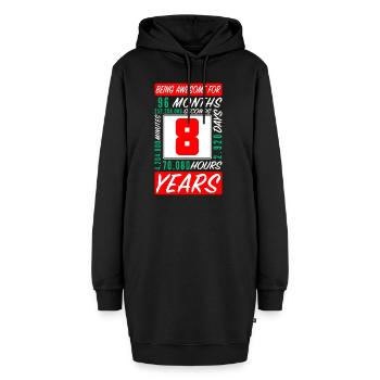 Enfants 8 Ans Anniversaire Mois Heures - Sweat-shirt à capuche long Femme - noir - Devant