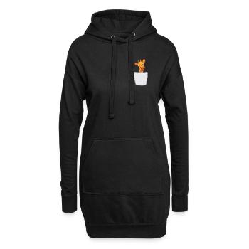 Giraffe in Brusttasche Giraffe in Tasche - Hoodie-Kleid - Schwarz - Vorne