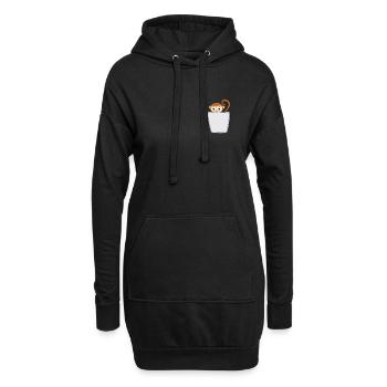 Äffchen in Brusttasche Affe in Tasche - Hoodie-Kleid - Schwarz - Vorne